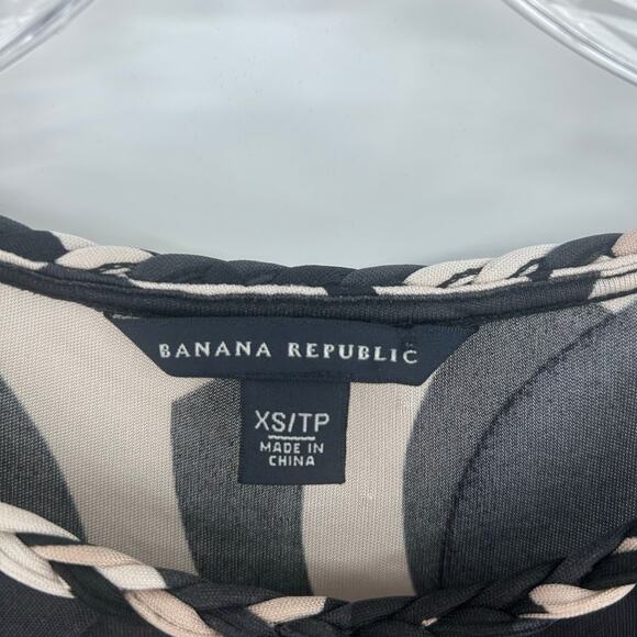 Banana Republic Fiona Geometric Silk Shift Dress Black Neutral Women’s Size XS - Picture 6 of 12